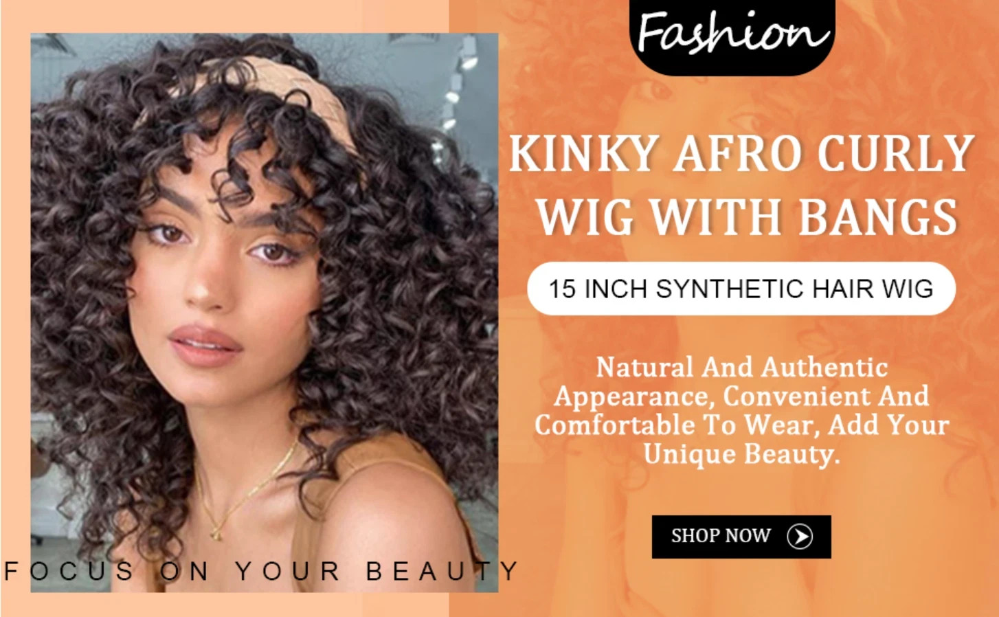 Afro Curly Wig for Black Women 15 in Natural Black Heat Resistant Synthetic