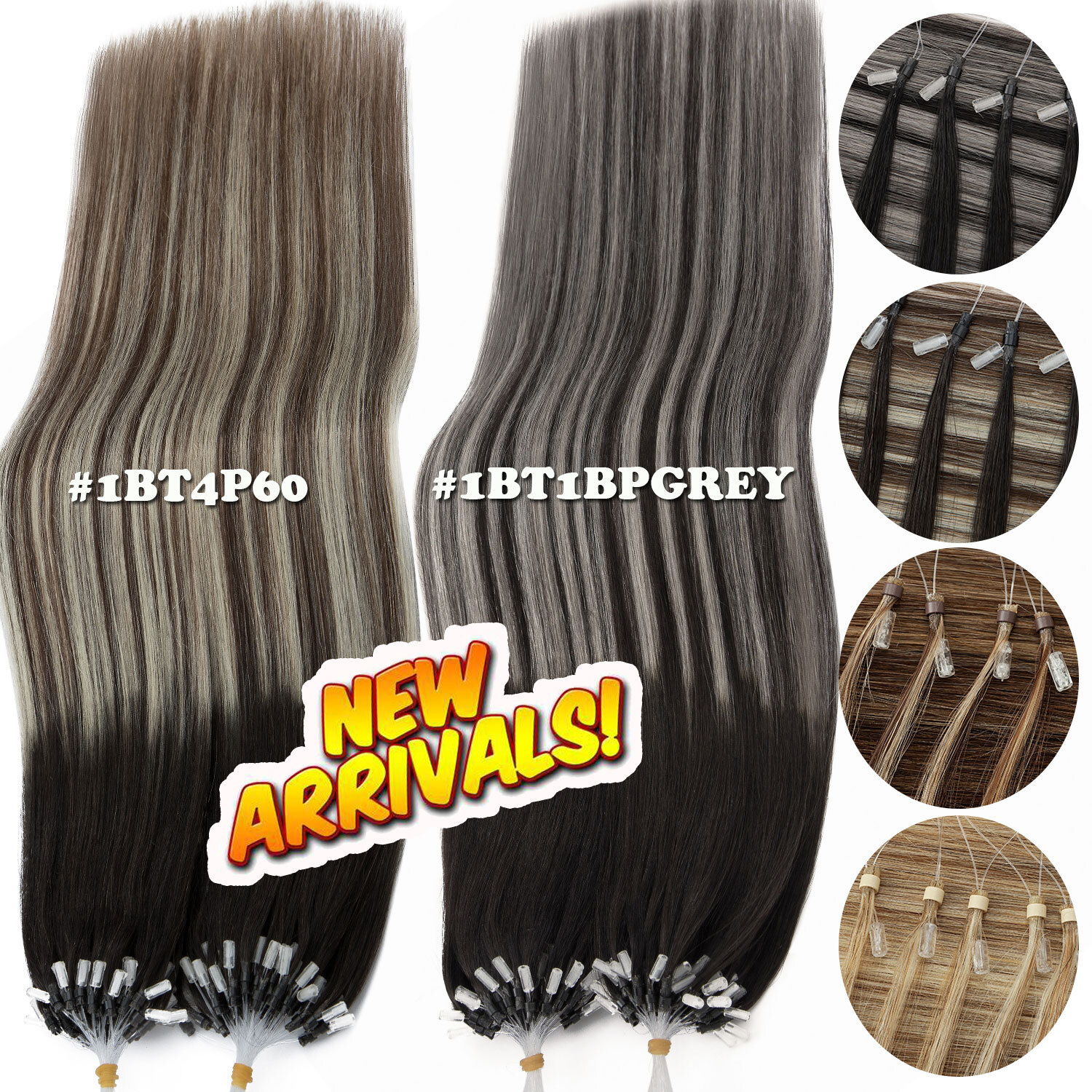 THICK 100% Russian Remy Human Hair Extensions Micro Loop Nano Ring Bead Balayage