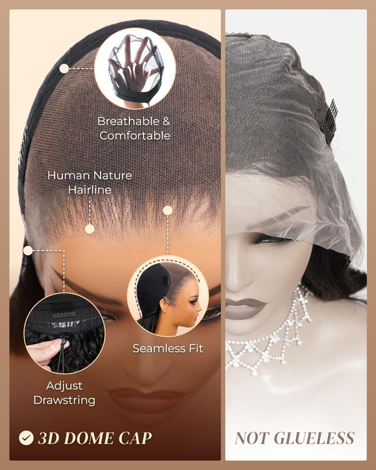 13×6 Deep Wave Lace Front Wig – 210% Density, Glueless, Pre-Plucked, 30″ Curly H