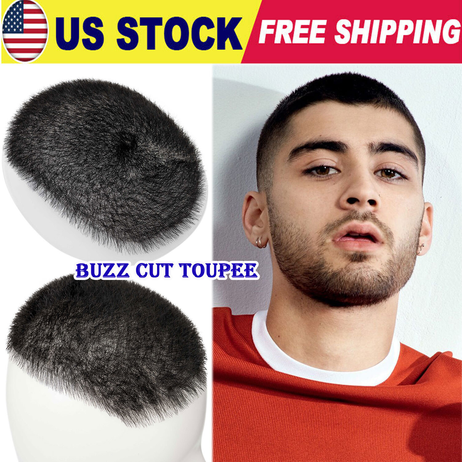 Invisible Ultra Thin Skin Mens Toupee Human Hair Replacement PU Systems Buzz Cut