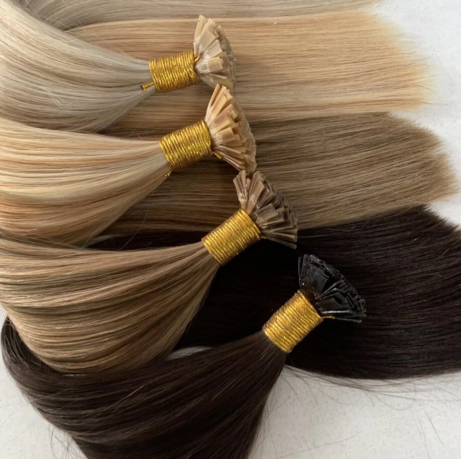 Curly Wavy Flat Keratin Tip 100% Remy Human Hair Extensions Blonde Grey 100g