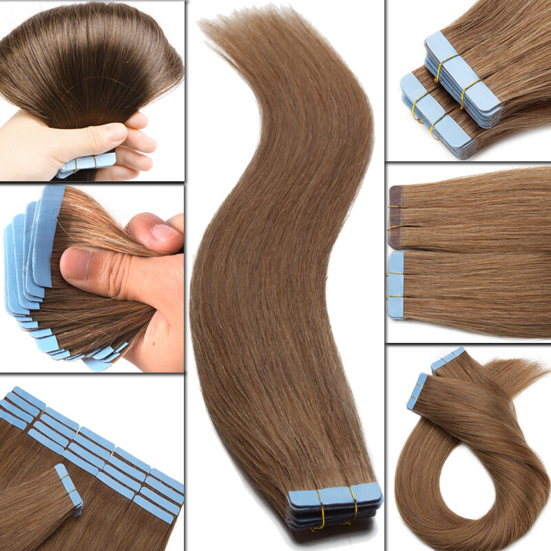 80PCS 200G Thick Tape In Real Remy 100% Human Hair Extension Full Head Skin Weft