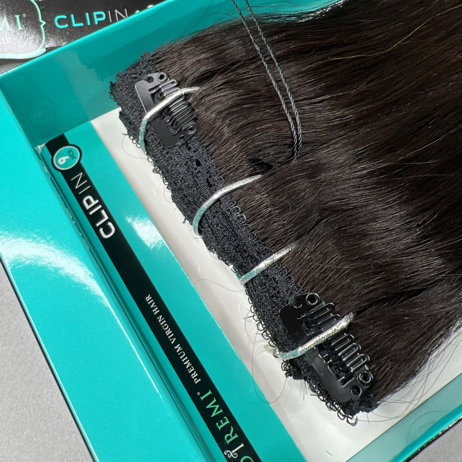 Indi Remi 9 Pc 12” Clip-in #1B Off Black Straight Human Virgin Hair Bobbi Boss