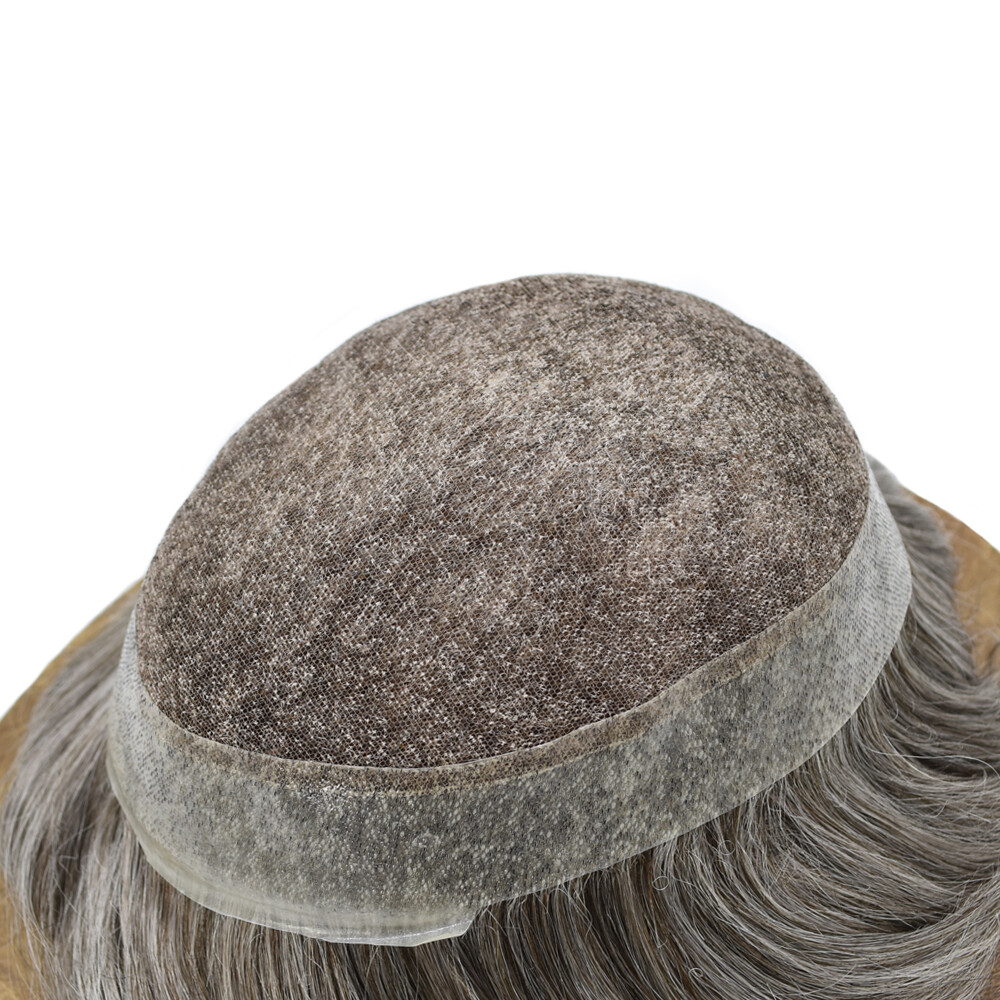 Mens Toupee Swiss Lace Hairpiece Poly Pu Skin Around Hair System Replacement US
