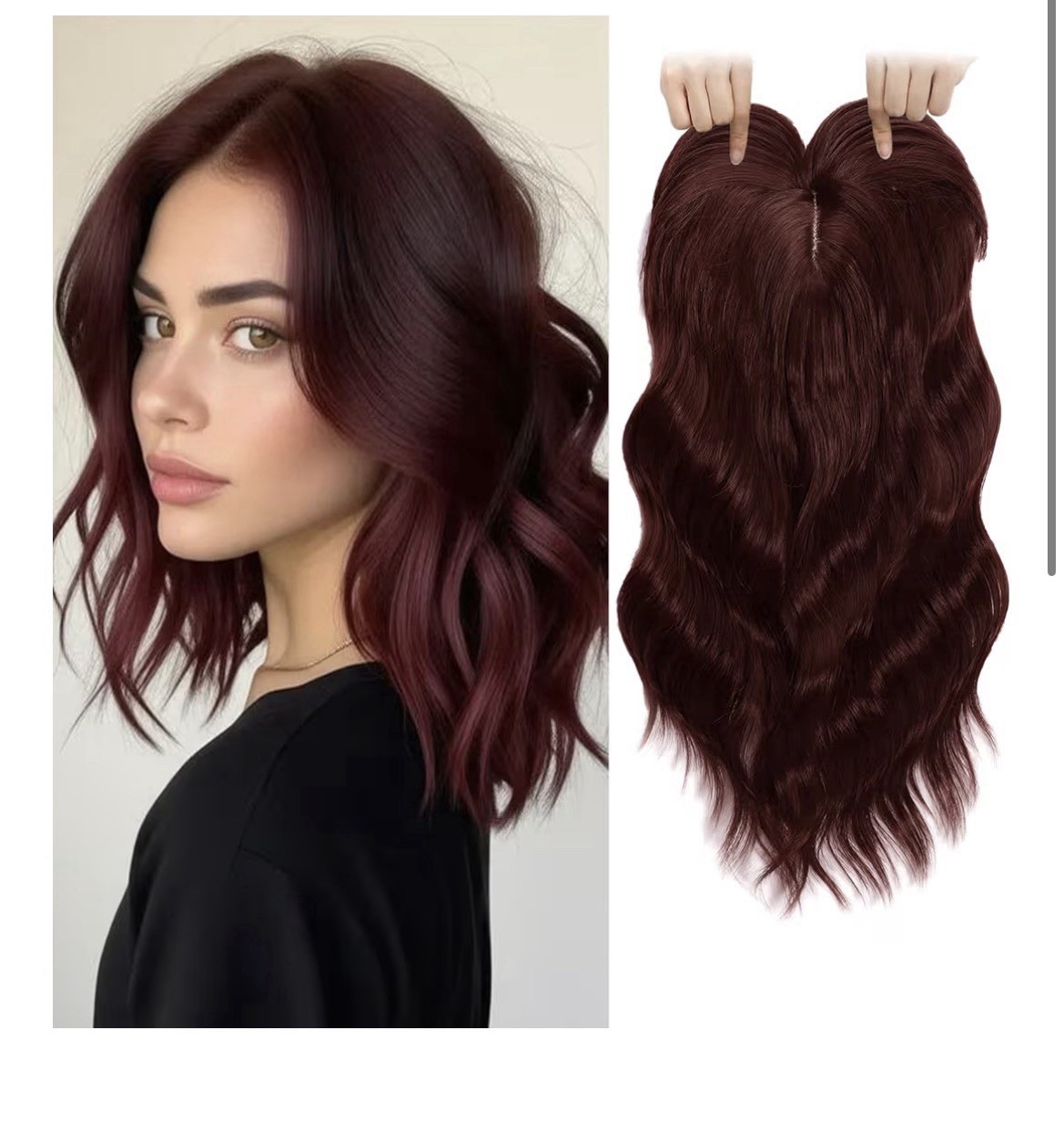 Burgundy Red Hair Toppers For Women With Thinning Hair,14 Inch Synthetic