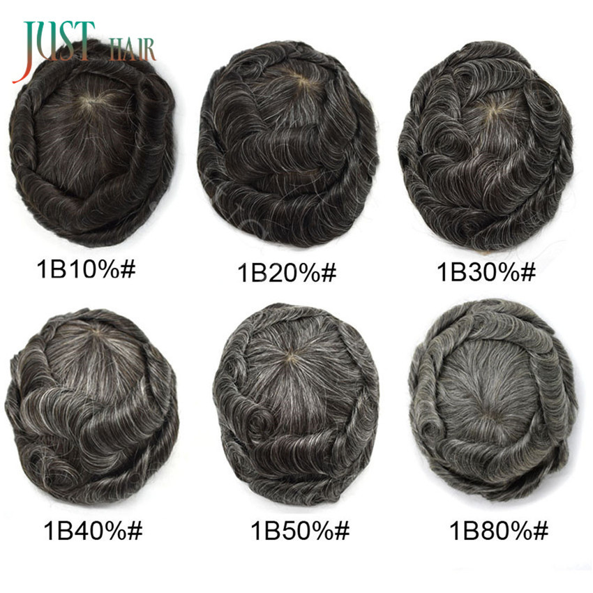Mens Toupee French Lace Poly Around Skin Hairpiece Human Hair Replacement System