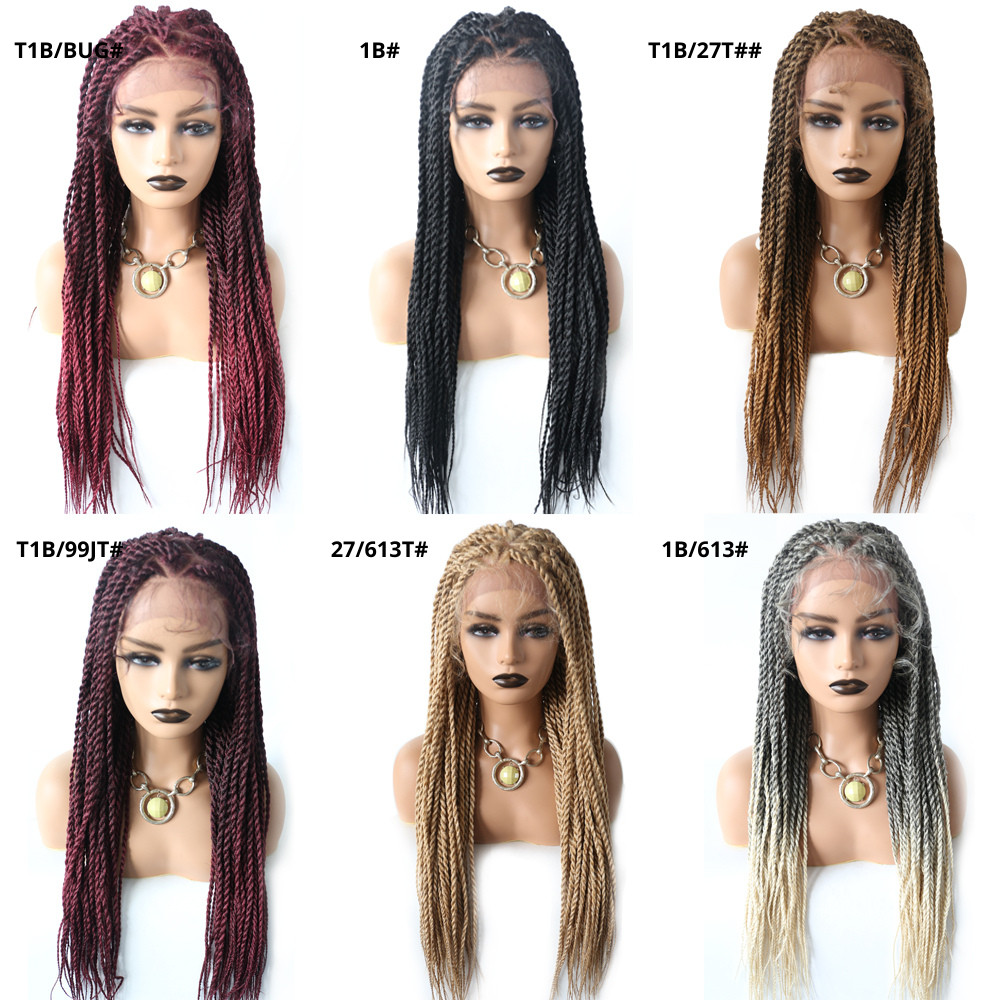 Twist Braids Women Wigs Swiss Lace Front Hand Braided Wig Lightweight Long Hair