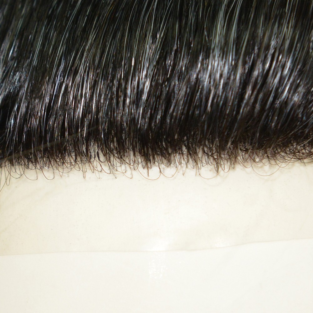 Mens Human Hair Wigs Full Thin Skin Wigs Human Hair System Medium Size 6” #1B30