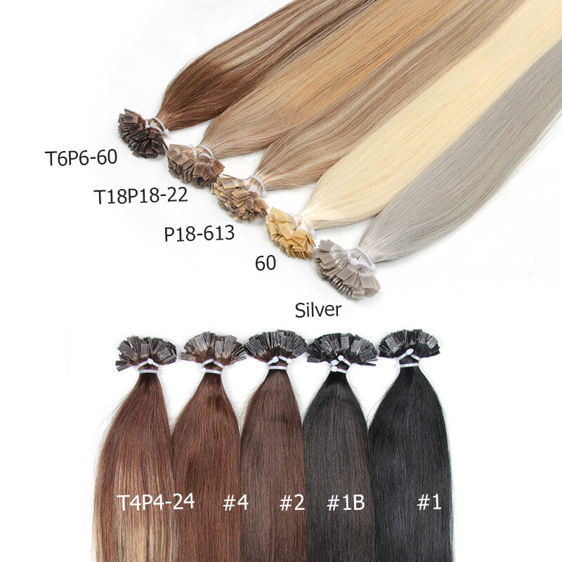Curly Wavy Flat Keratin Tip 100% Remy Human Hair Extensions Blonde Grey 100g