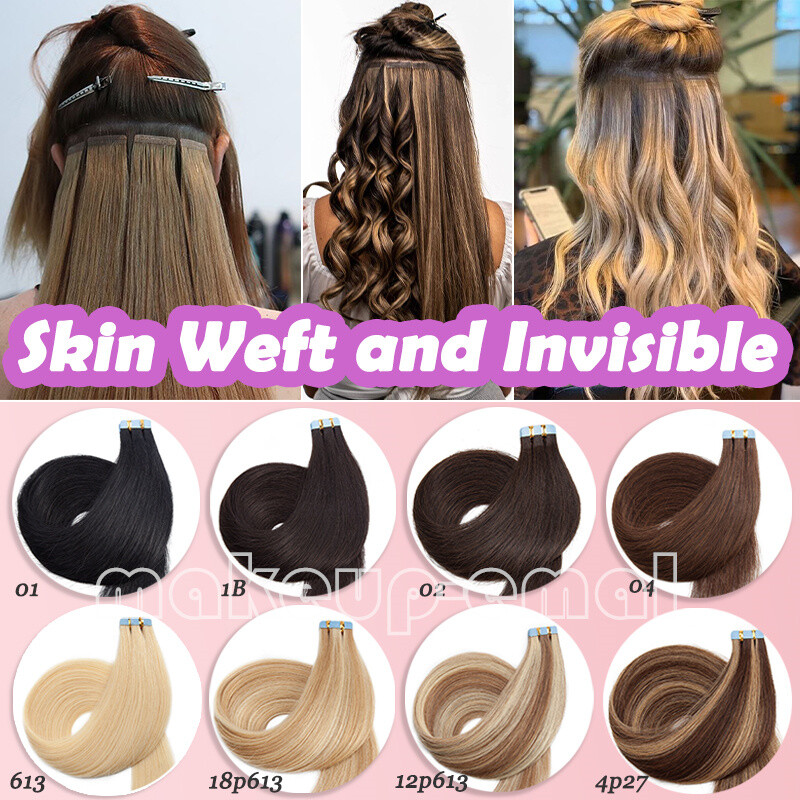Thick Tape In 100g Balayage Ombre Remy Human Hair Extensions Invisible Skin Weft