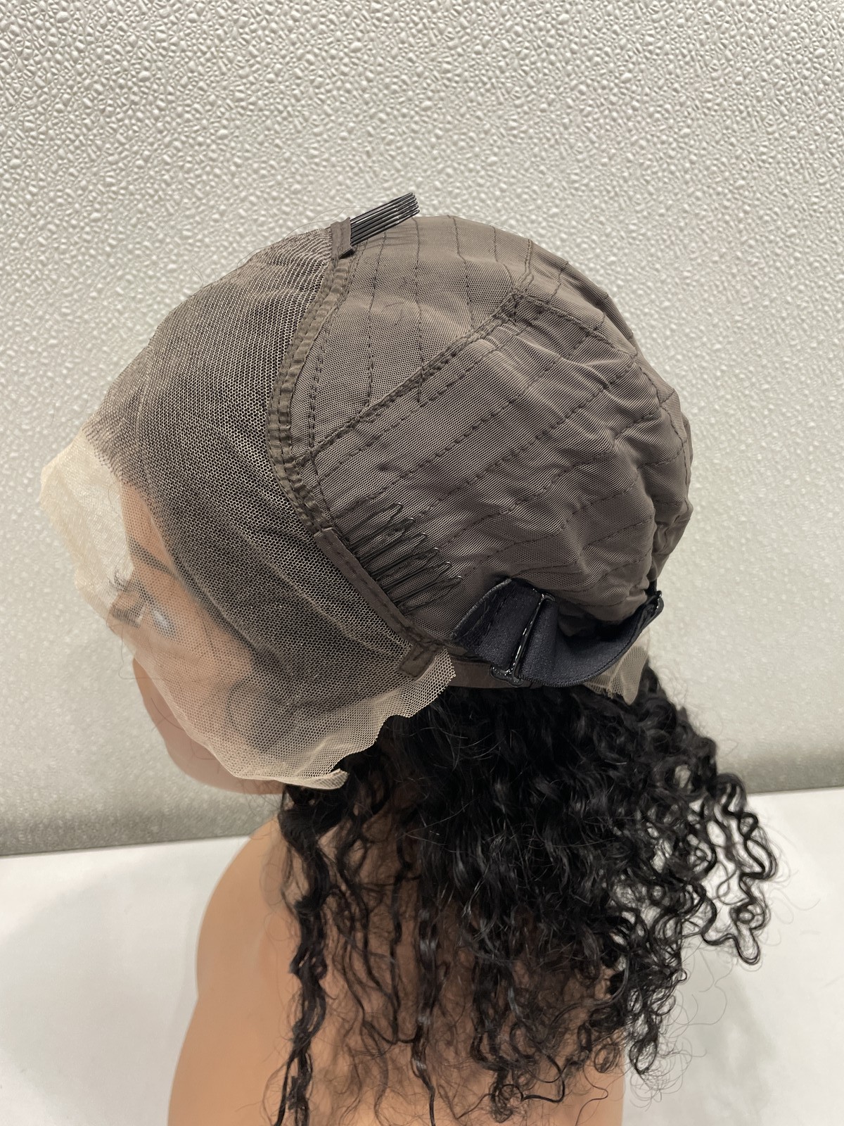 Natural Black Curly Human Hair Blend 13×4 Lace Front Glueless Wig, 16″