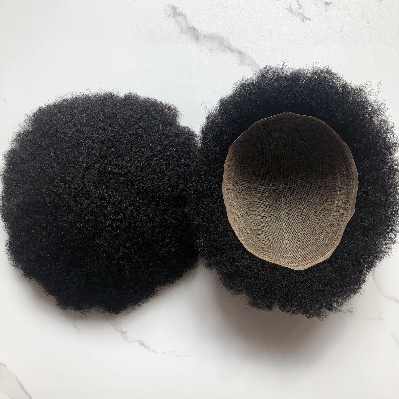 Afro Full Lace Toupee African American Mens Toupee Human Hair 4mm Wave 8”X10”
