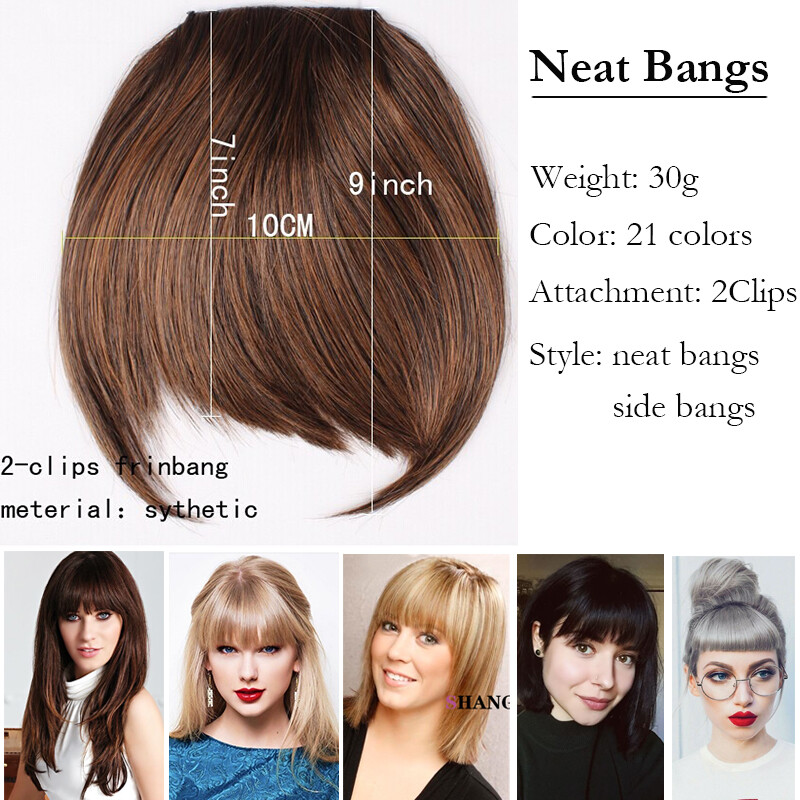Neat Thin Bangs as Real Human Hair Extension Clip in on Fringe Fake Hairpiece US