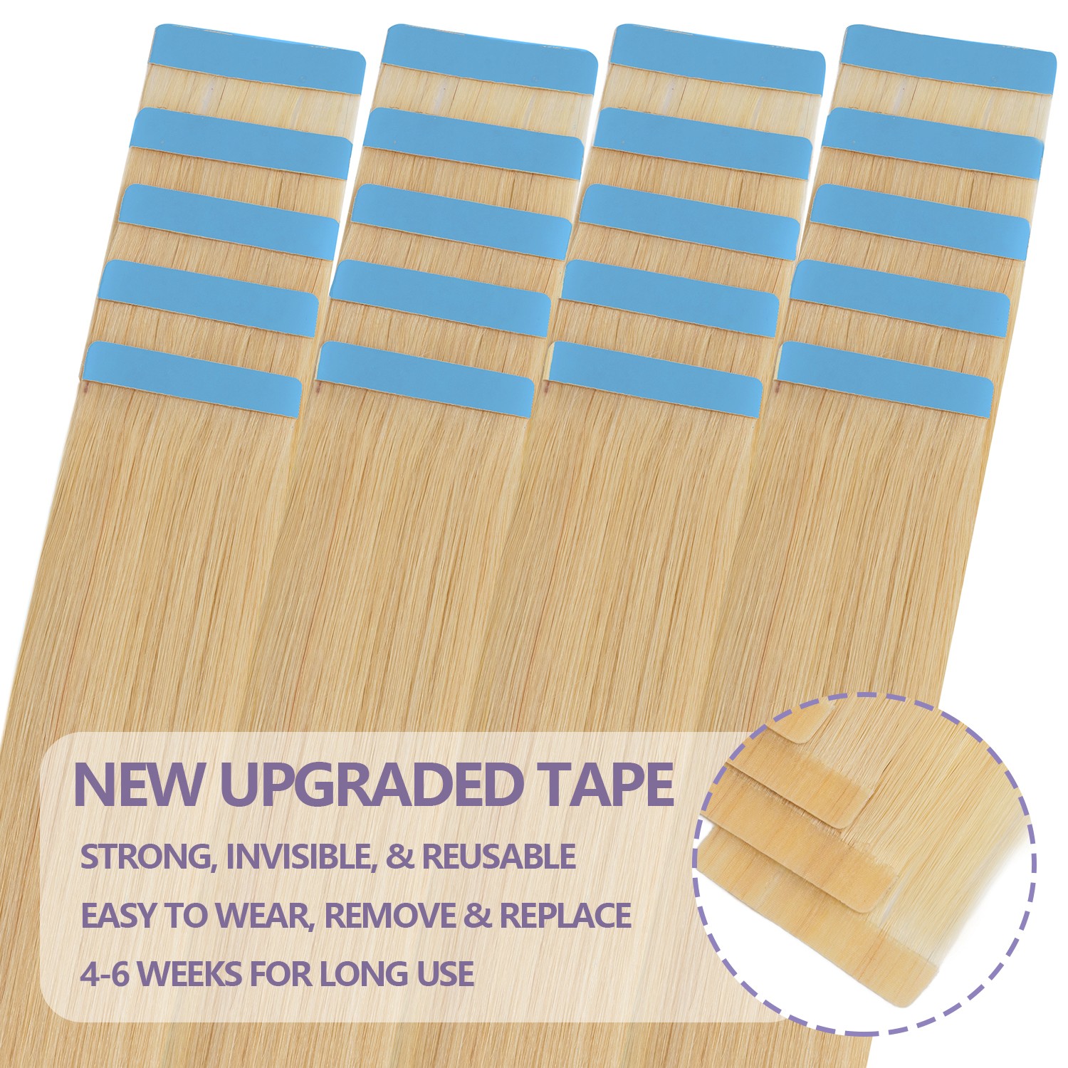 10-60PCS Tape In Real Remy Virgin Human Hair Extensions Thick Skin Weft Balayage