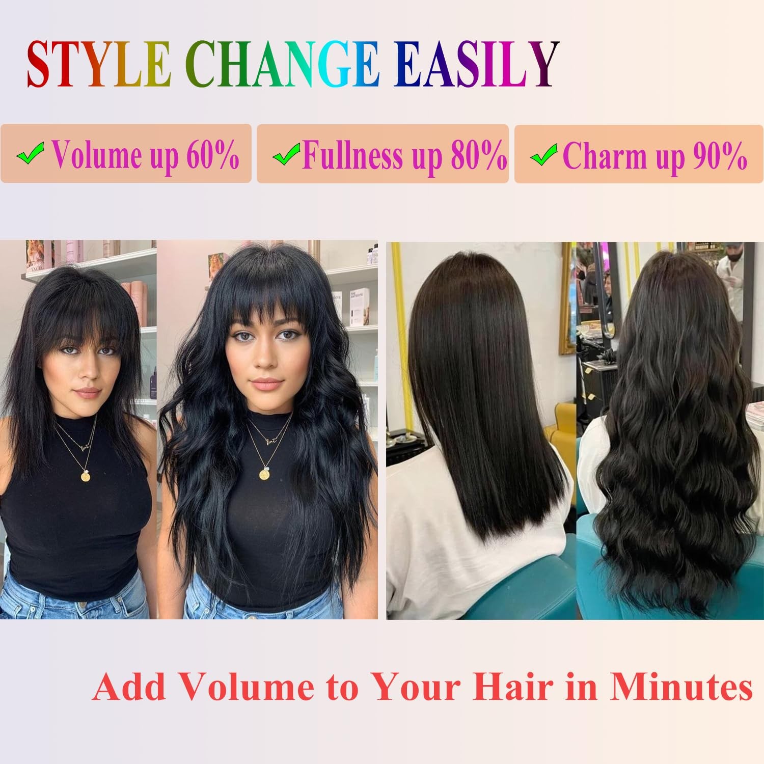 Clip in Hair Extensions 4 Pcs, 16 Inch, 4