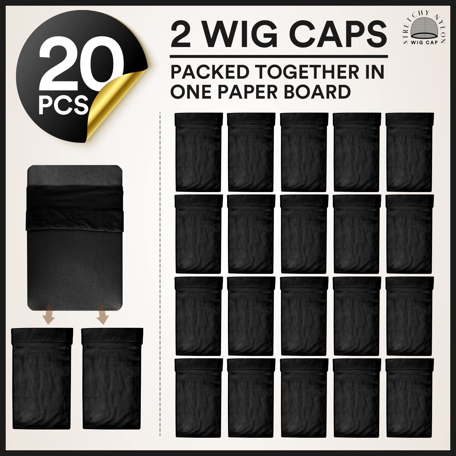 Teenitor Wig Cap,Black Wig Cap 20 Pieces Wig Caps, Black Stocking Caps for Me…