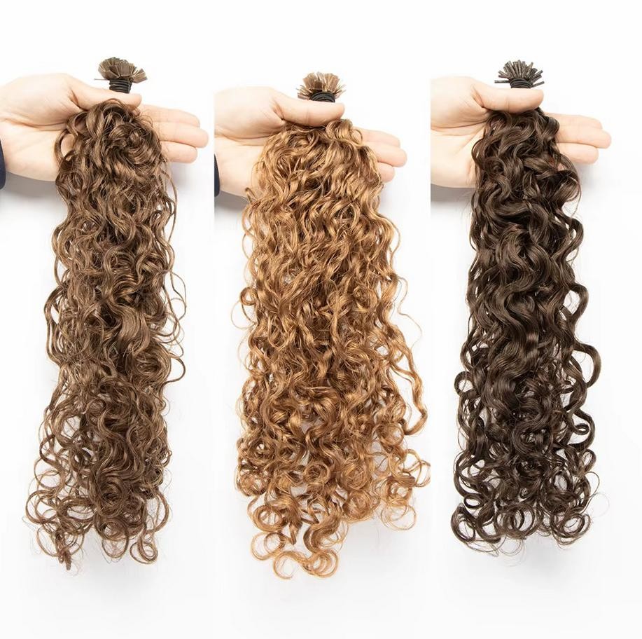 PRE BONDED Flat Tip Curly Wavy Hair 100% Remy Human Hair Extensions 100g