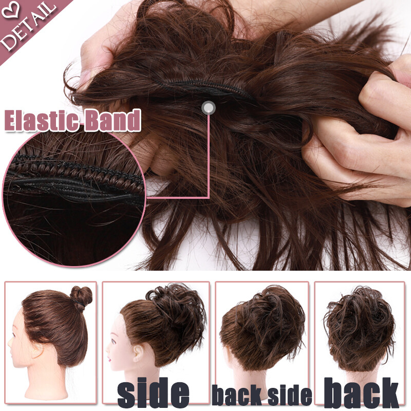 X-LARGE THICK Messy Bun Hair Piece Scrunchie Curly Wrap Hair Extensions as Human