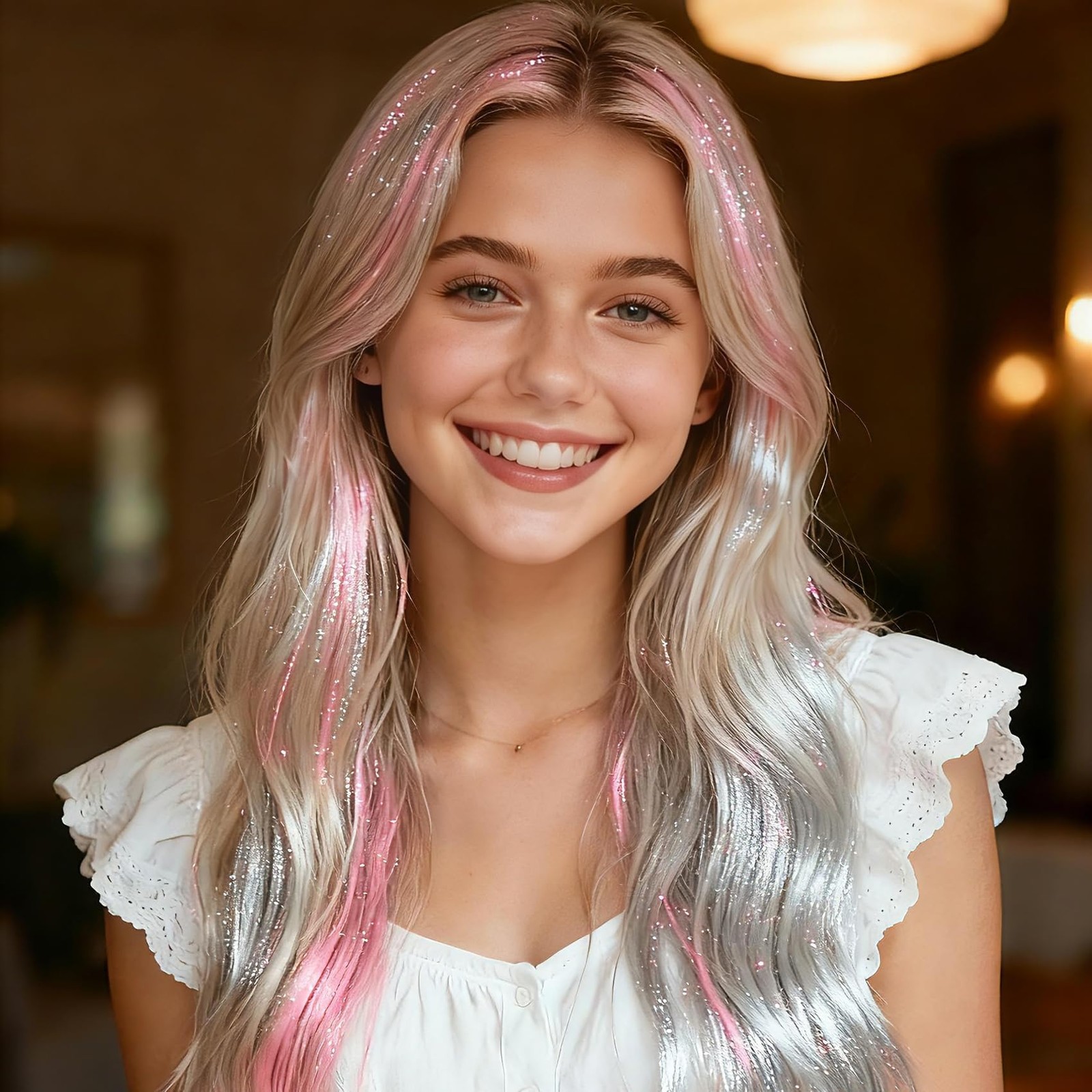8400 STRANDS Hair Tinsel Kit for Girls, 24 Colors 48 Inches Fairy Hair Tinsel