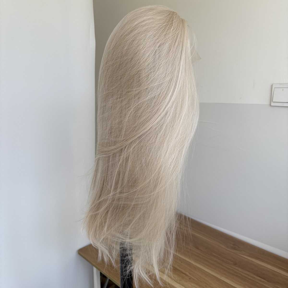 Bleach Blonde Heat Resistant Synthetic Hair Long Straight Lace Front Wigs