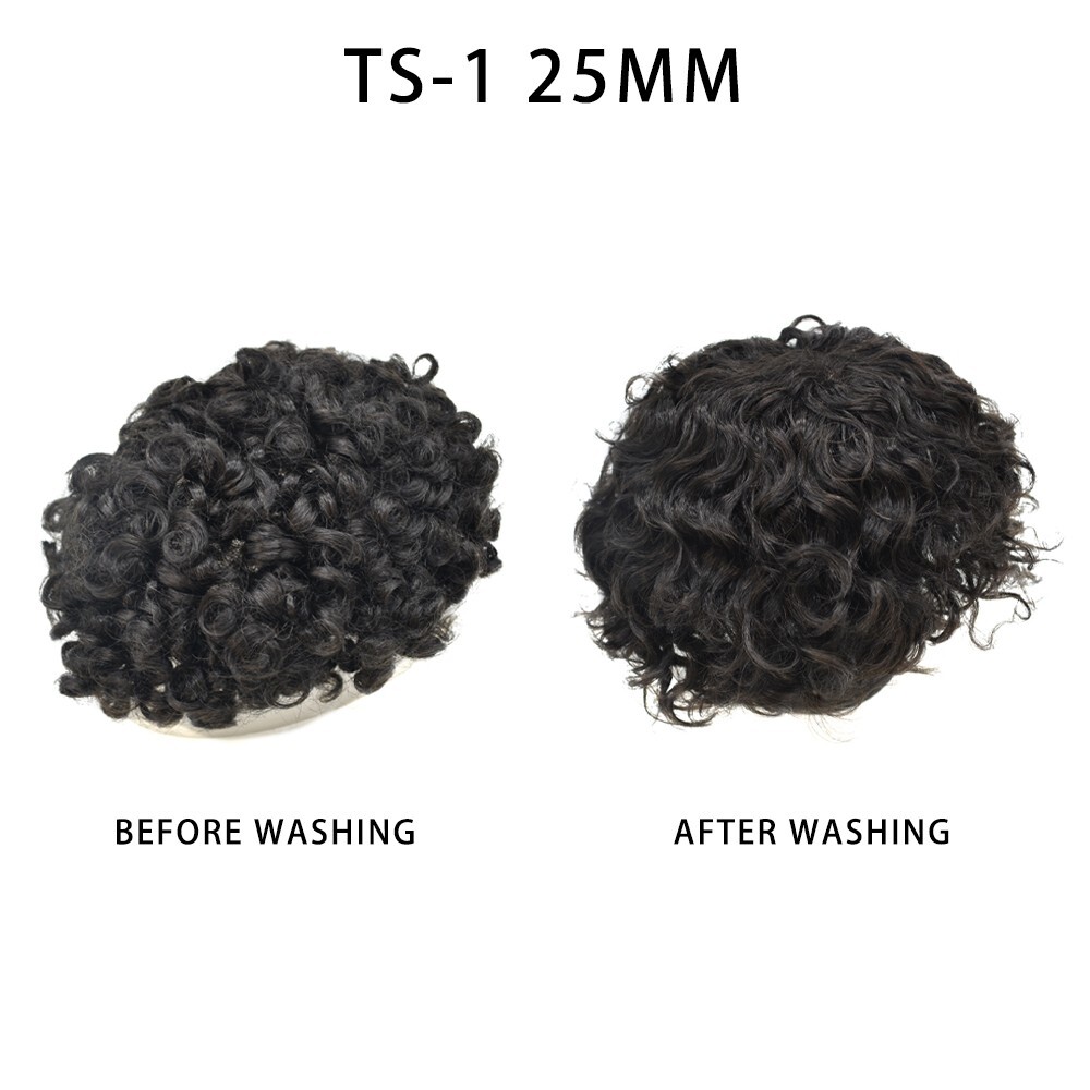 Afro Toupee for Black Men Durable Mono Afro Weave Kinky Curly Mens Wig Hair Unit