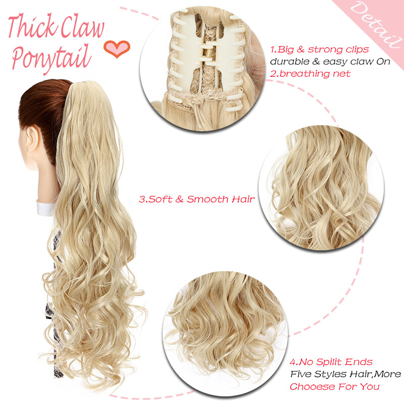 Jaw Claw Ponytail Thick Clip In Hair Extension Pony Tail Hairpiece Real As Human