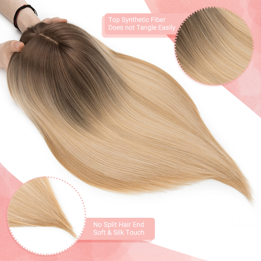 Free Part Women Topper Real As Human Hair Toupee Clip in Straight Wavy Hairpiece