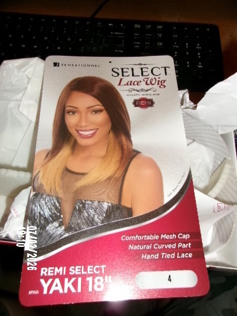 SENSATIONNEL LACE WIG REMI HUMAN HAIR YAKI 18″ COLOR 4