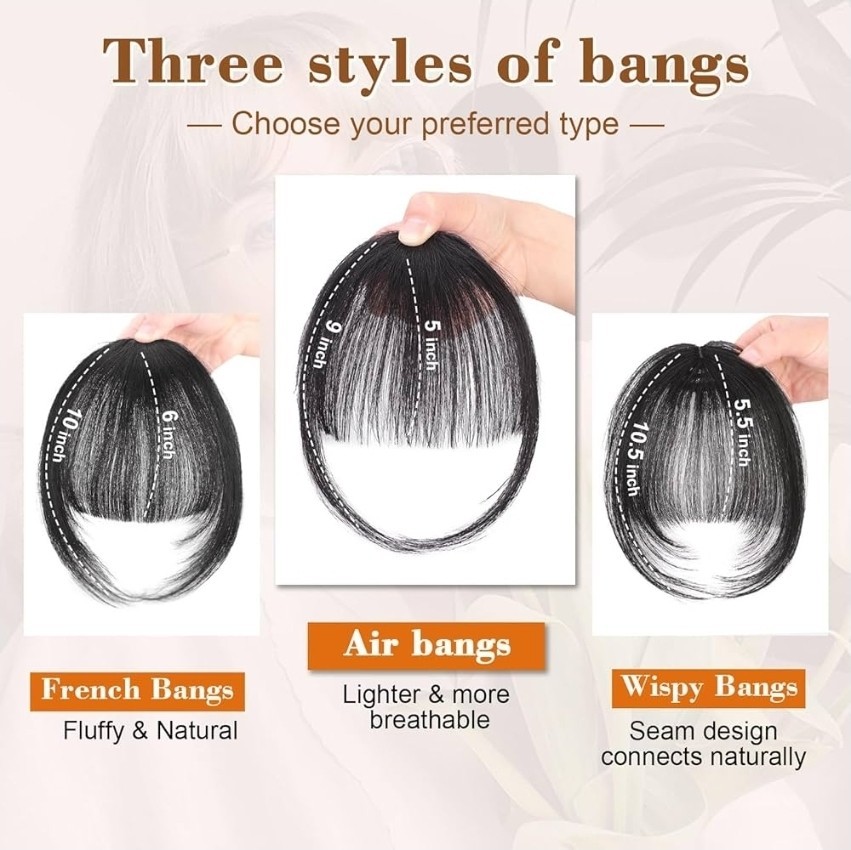 QGZ Clip in Fake Bangs Fringe with Temples Hairpieces 100% Real Human Hair…315
