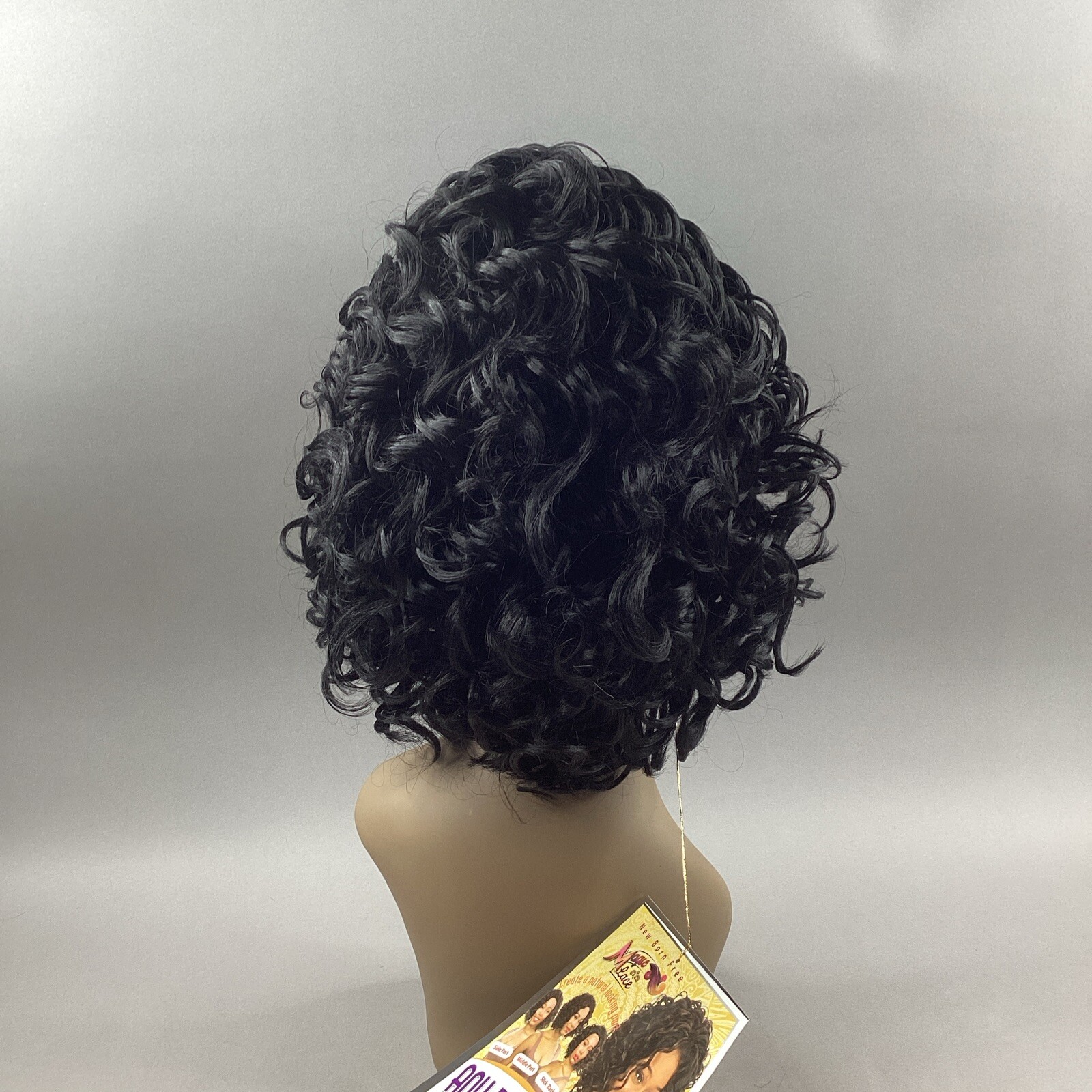 MLA69 #1B Off Black Short Wavy Synthetic Adjustable Free Part Lace Front Wig