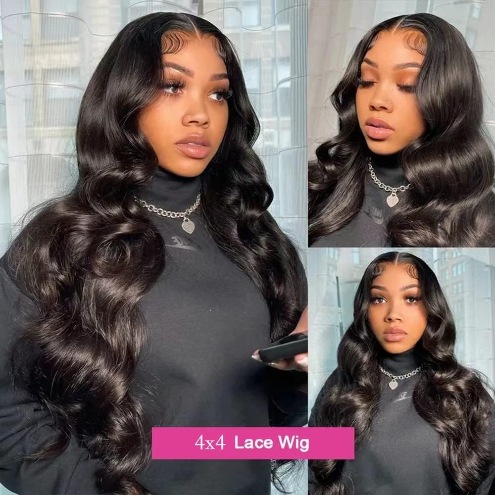 Stogedest 4X4 Hd Lace Closure Wigs Human Hair Body Wave 4X4 Lace Front Wig For