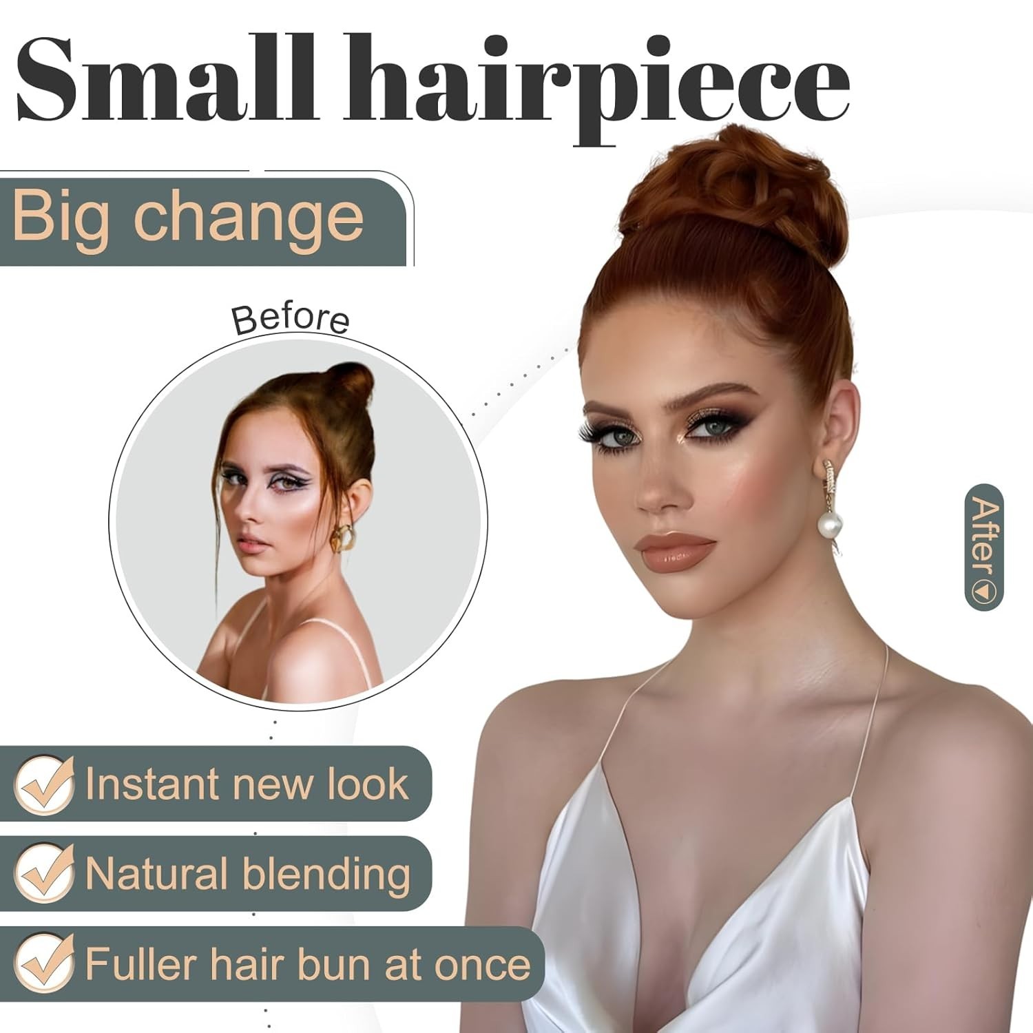 Human Hair Messy Bun Hair Piece For Women 30g #4RP27 Medium Brown Mix Dark Blond