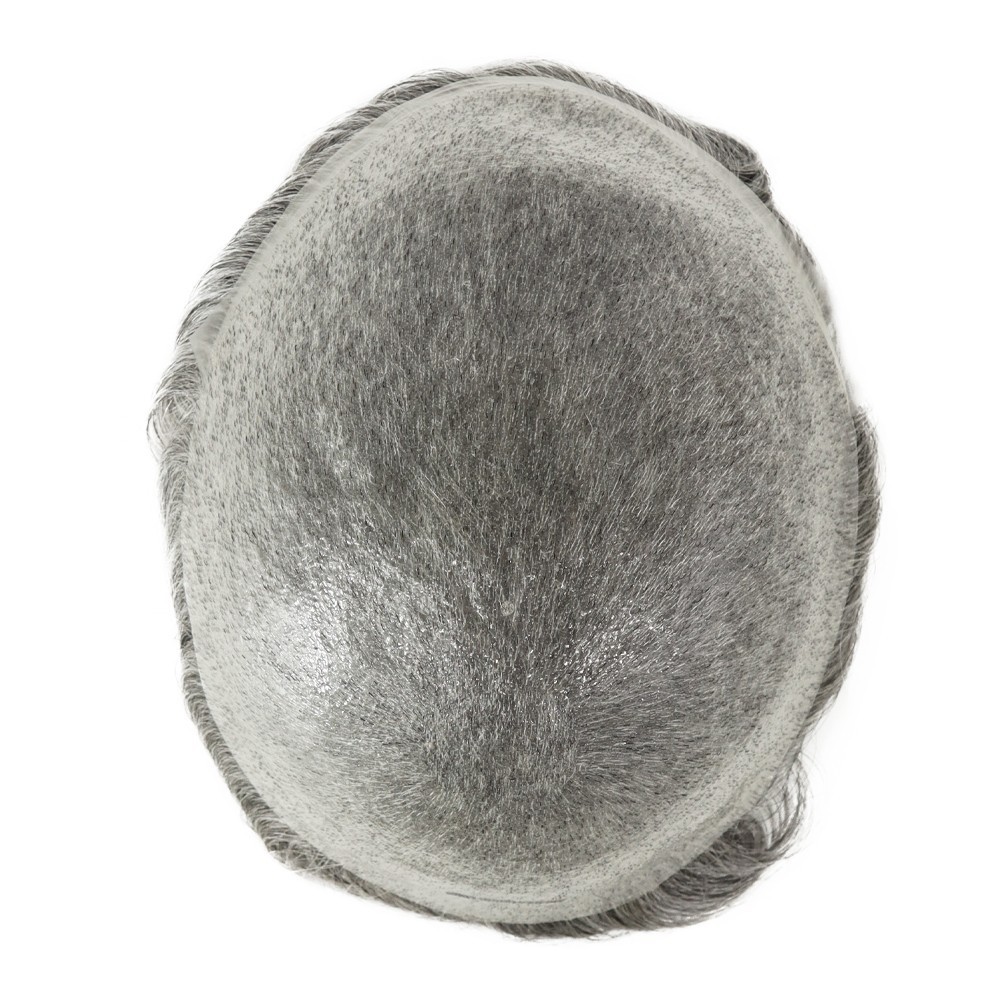 Mens Toupee Human Hair Replacement System Hairpiece 0.04 Ultra Thin Skin #365