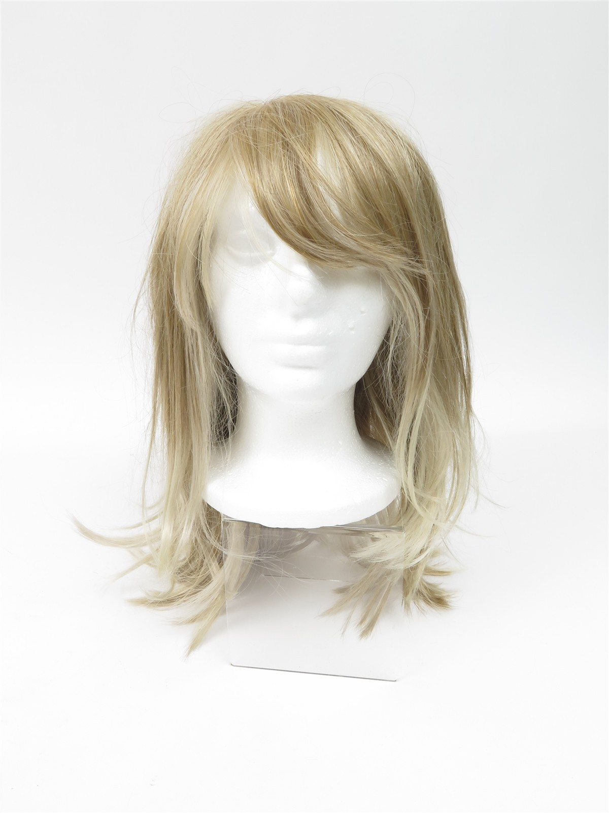 Synthetic Fiber High Quality Light Ash Gold Blond Wig Straight Medium Long Hair