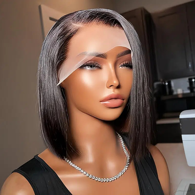 Sexy black human hair bob wig yes can be bleach also pre plucked