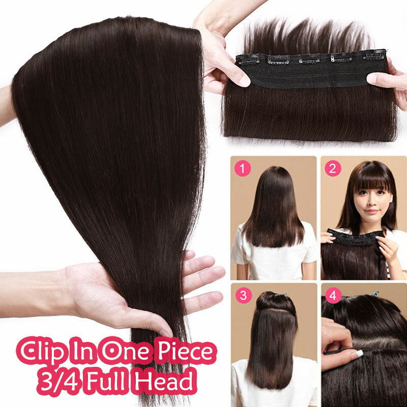 8-24″ Clip in Real Remy One Piece 100% Human Hair Extensions Full Head Hairpiece