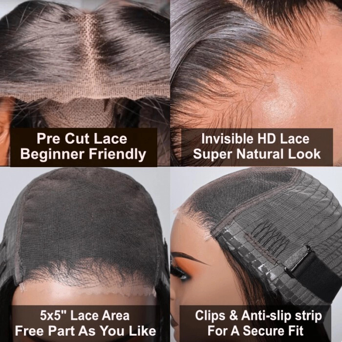 5×5 Lace Wear and Go Glueless Wig Loose Wave Pre-Cut unprocessed Human Hair