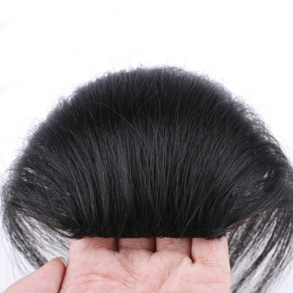 15 cm Human Hair Mini Topper Toupee Bangs Clip Hairpiece Top Wig For Women Men