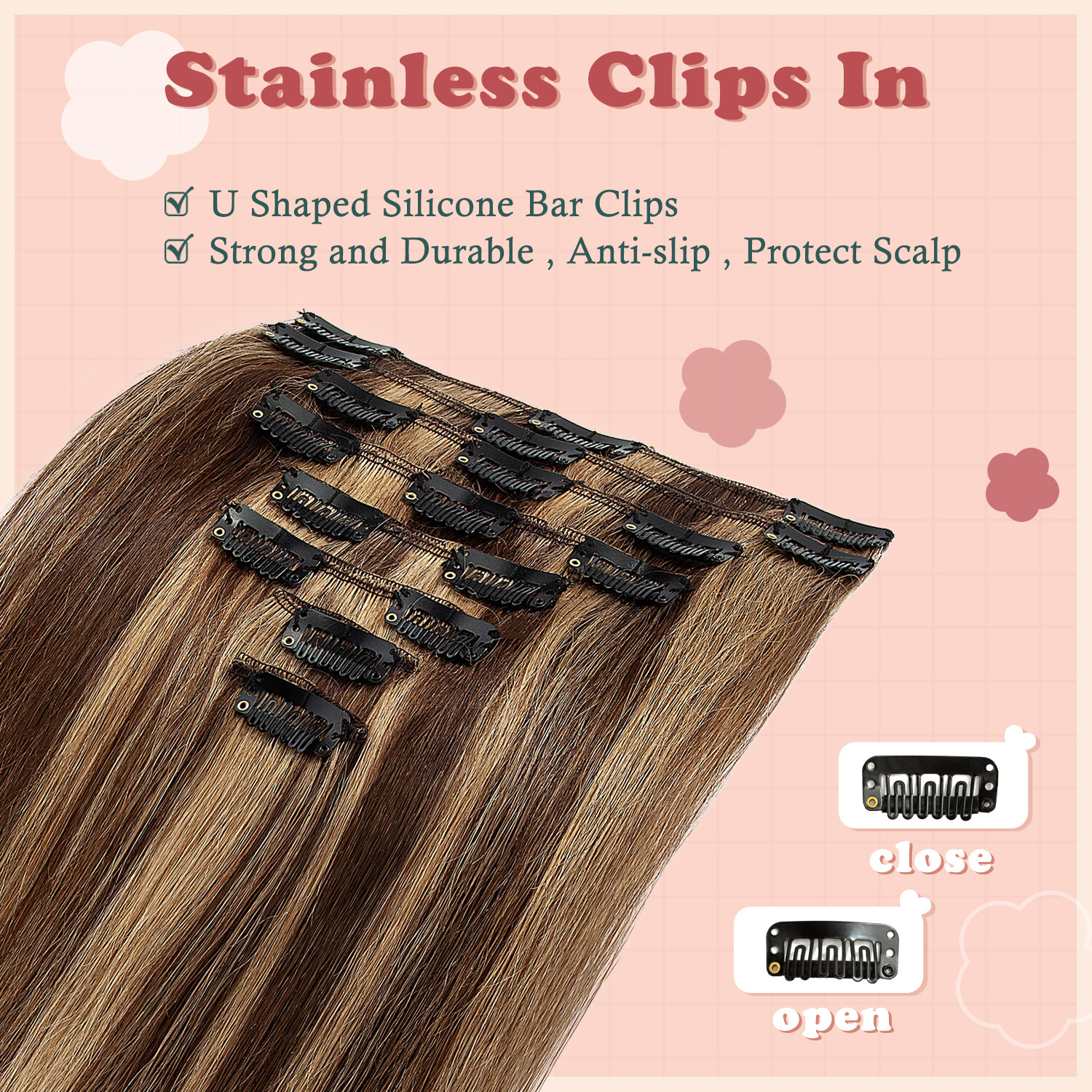Premium Clip In 100% Real Human Remy Hair Extensions Full Head Highlight LONG US