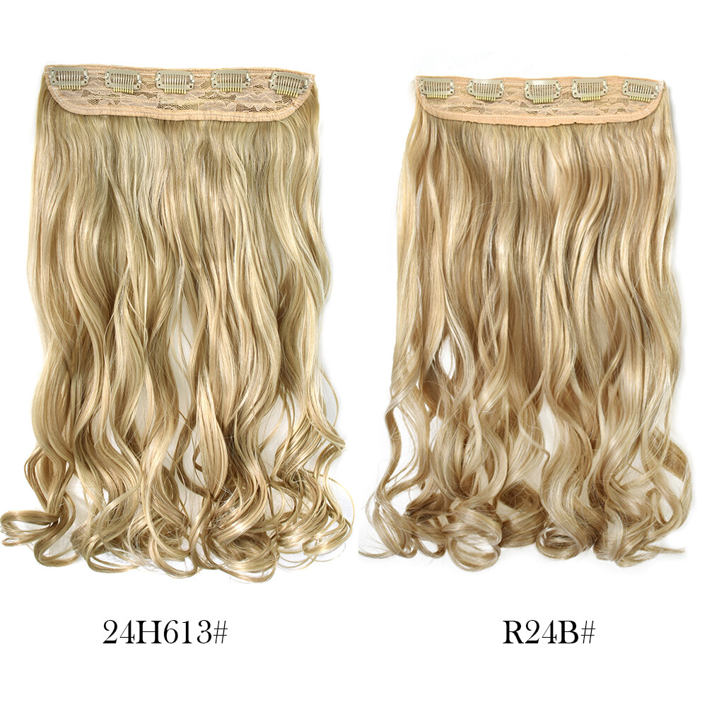 Clip in Hair Extensions 20″ Long Thick Synthetic Blonde Hair Piece Wefts 5 Clips