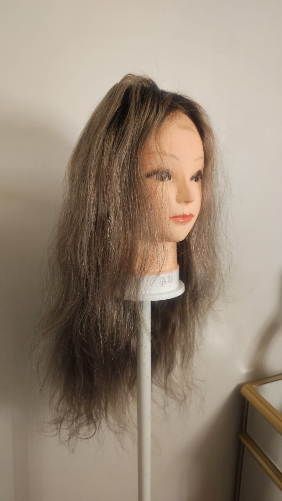 High Quality regular Top 22 to 24″ grey curly 100% Virgin Human Hair Lace Wig