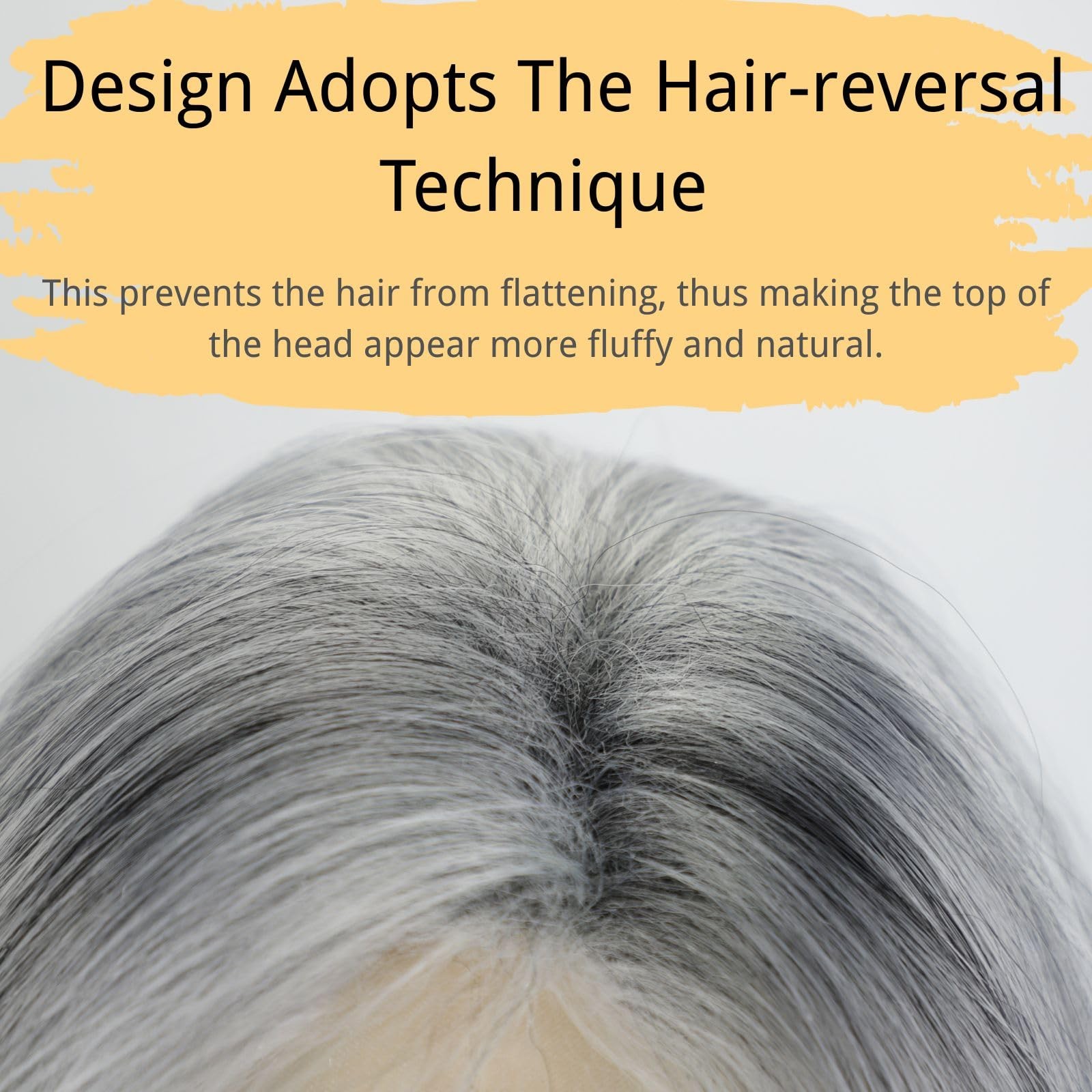 Silver Grey Wigs For White Women 20 Inch Medium-length Wavy Layered Salt Pepp…