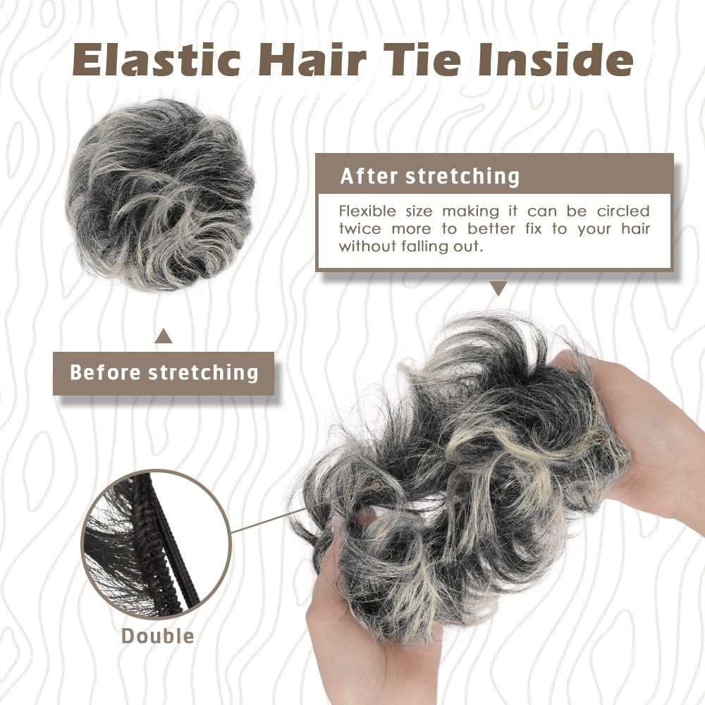 Soft Gray Salt and Pepper Bun – Human Hair Extension