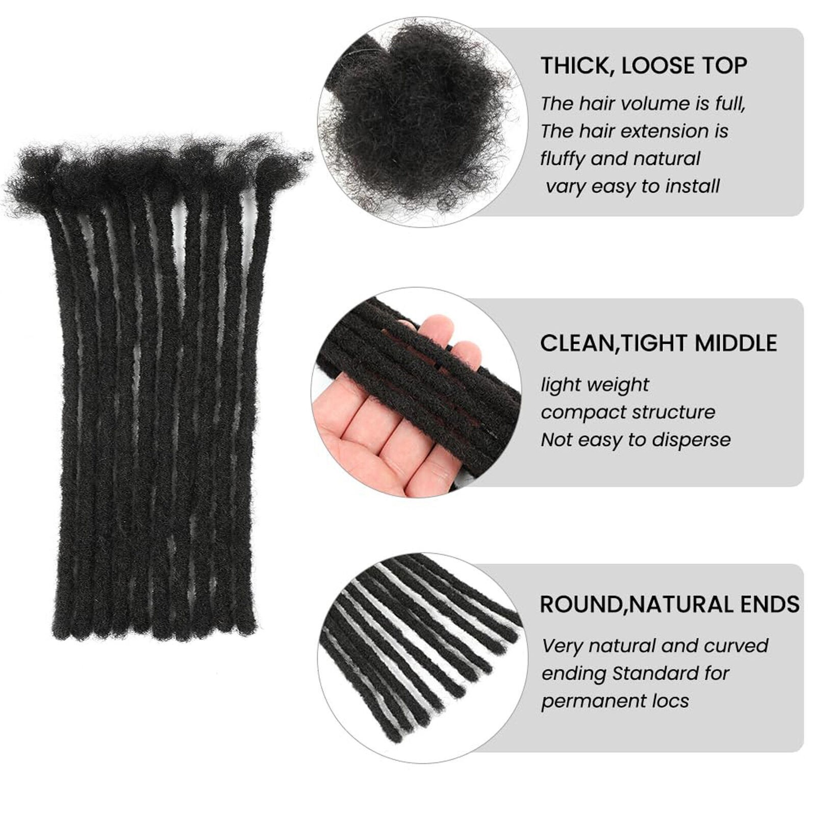100% Real Human Hair Dreadlocks Extensions Crochet Braiding Hair Dreads Locs Men