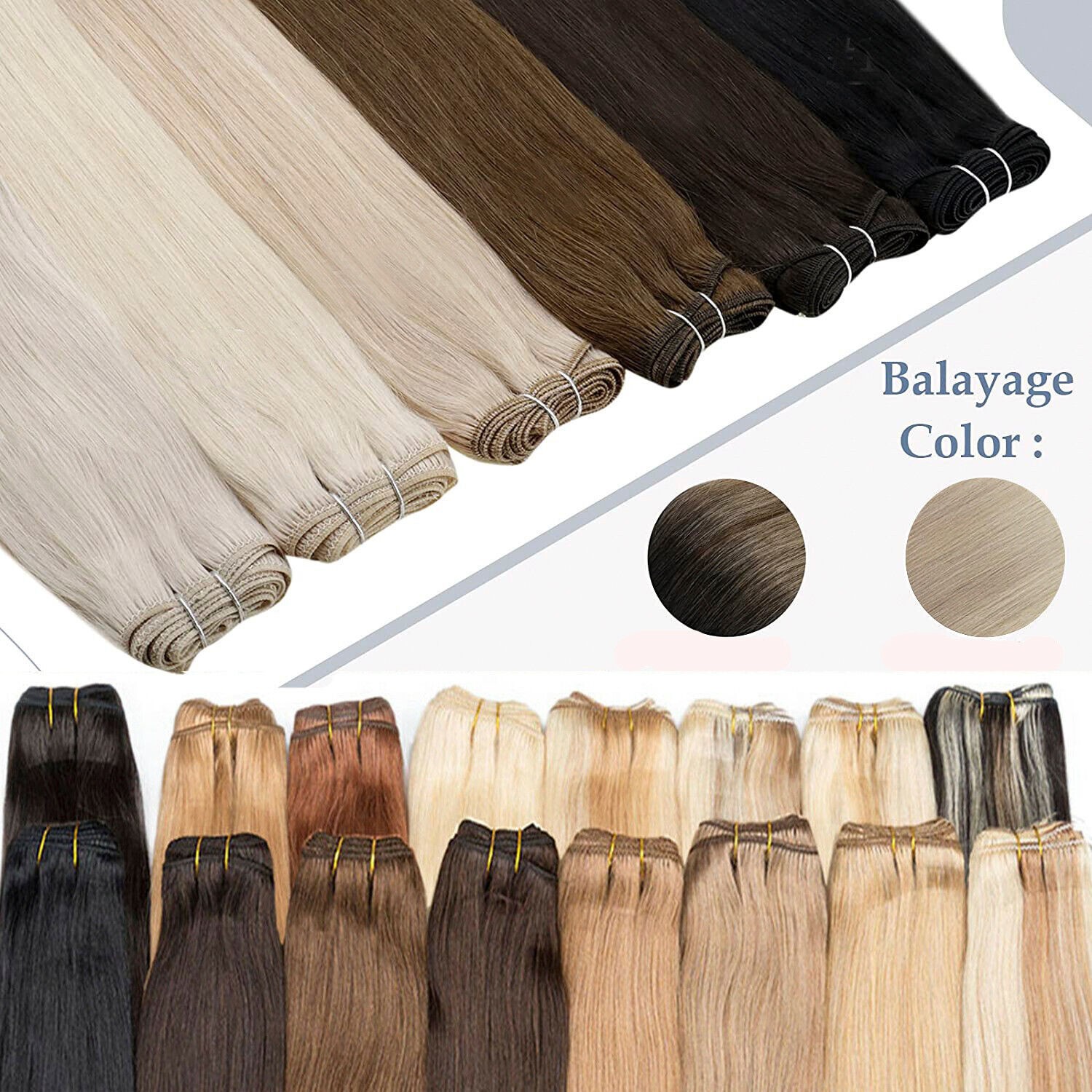 Weft Sew In Remy Human Hair Extensions Double Weave Hair Bundle Full Head Thick