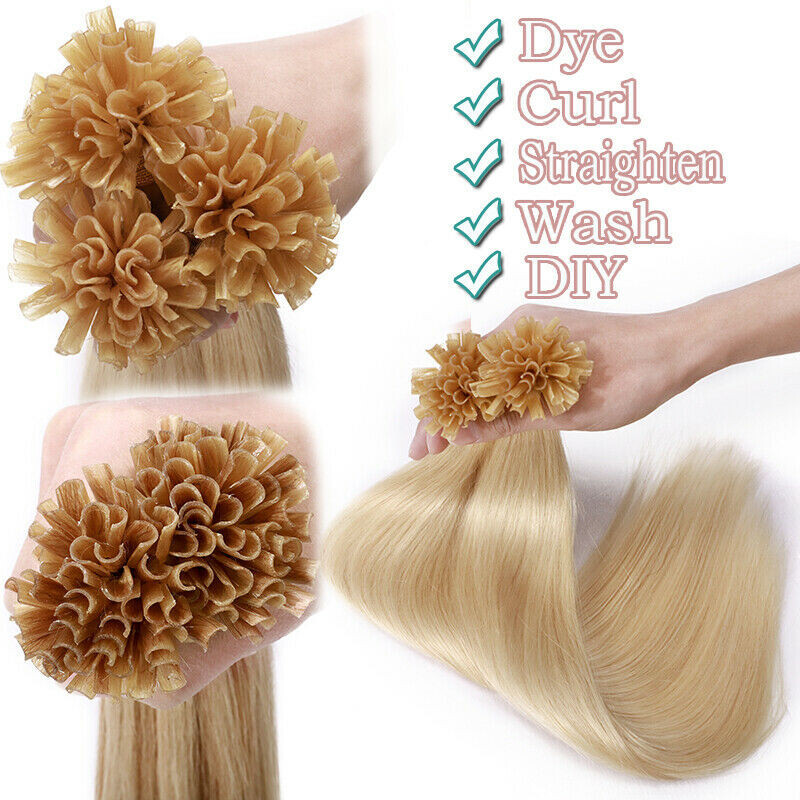 Pre Bonded Keratin Nail U Tip Remy Human Hair Extensions Double Drawn Thick 1g/s