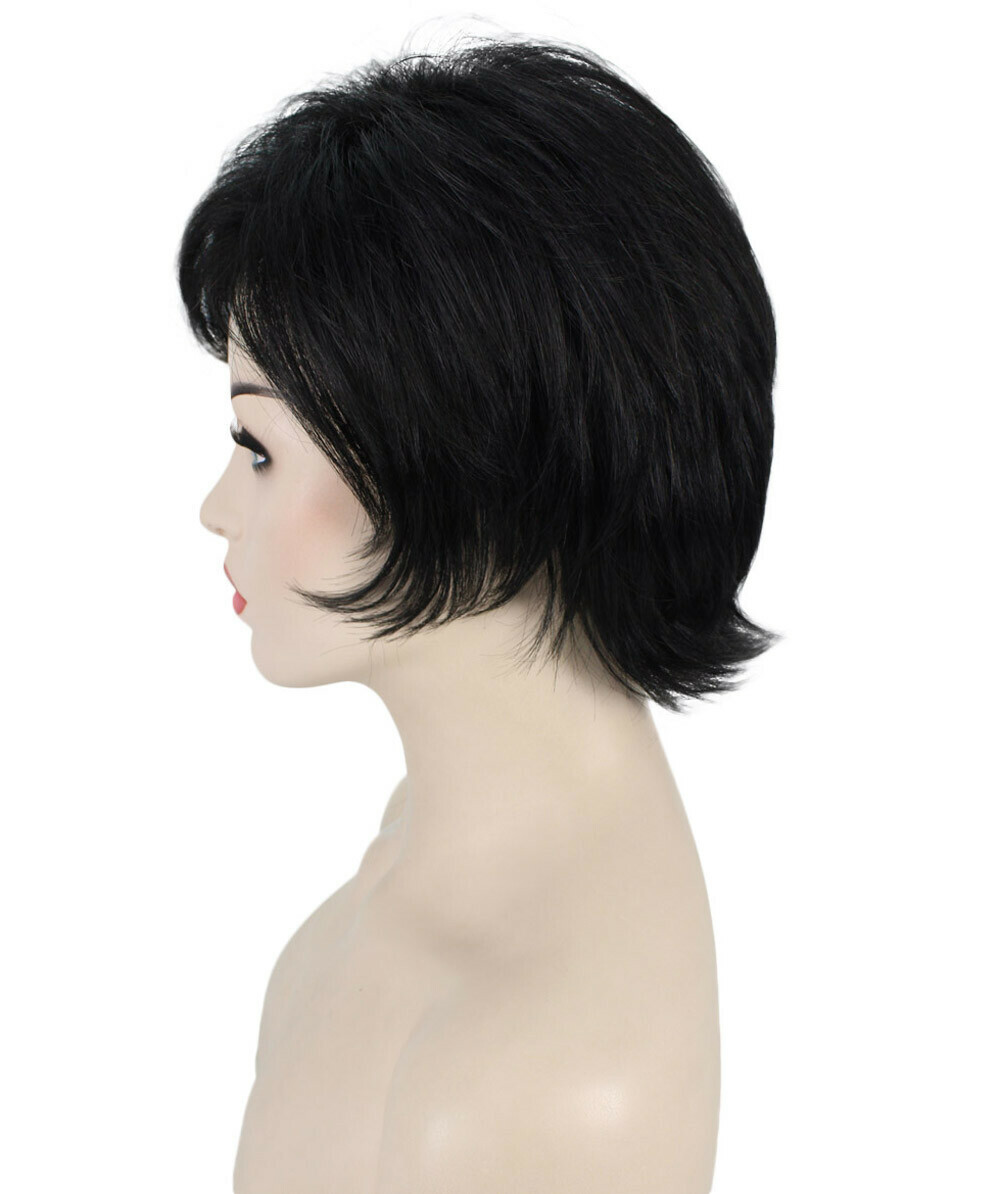 Ingrid – Srraight Kanekalon Synthetic Fiber Full Wig, 3.25 – 5.75 in, Black