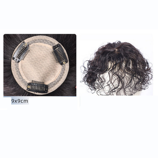 Silk Base Curly Wavy Clip In Human Hair Toppers -Loss Thin Hair Top Replacement