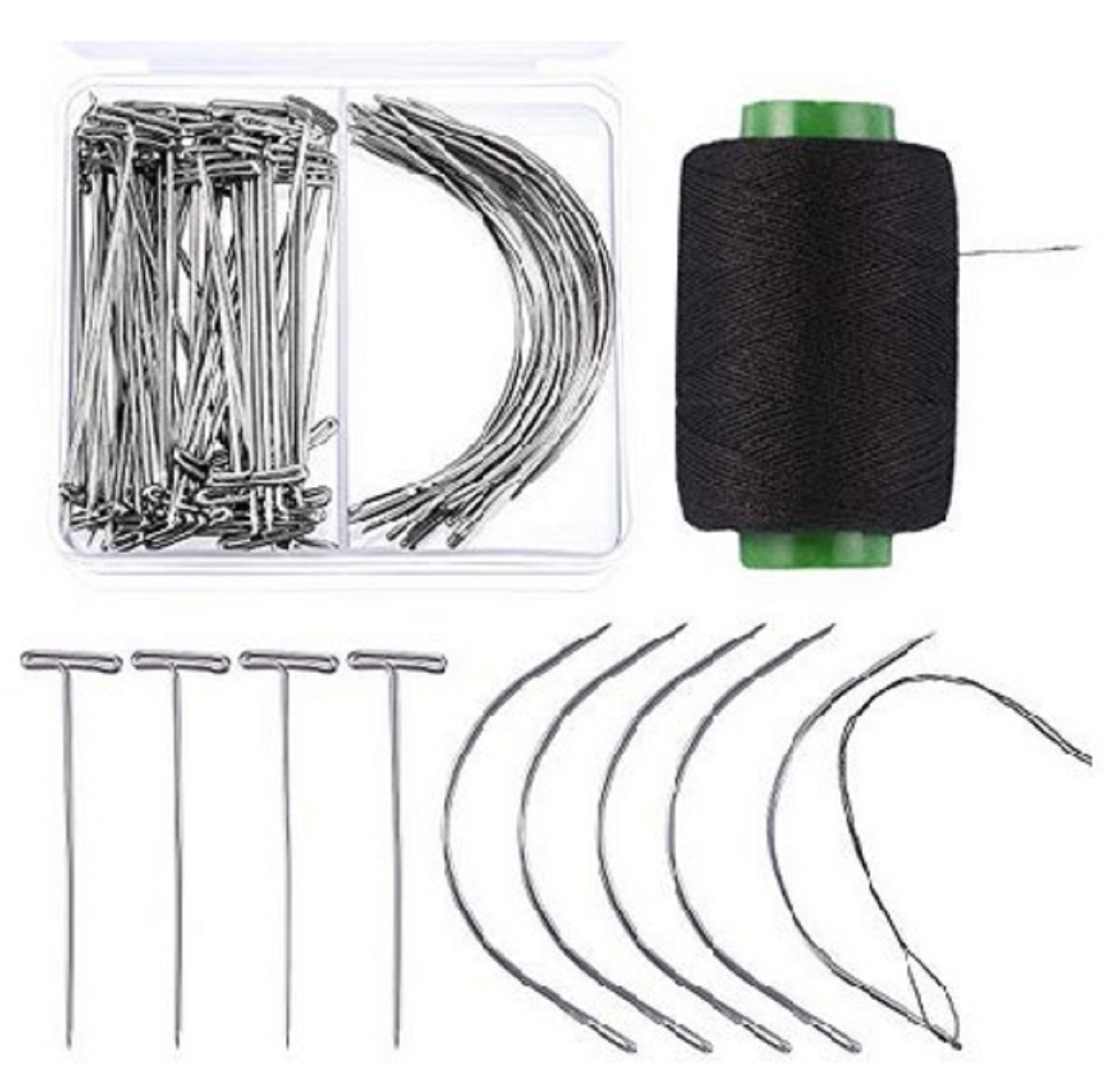 71 Pieces Wig Making Kits Sewing T Pins C Pins and Thread Set Wig Pins DIY