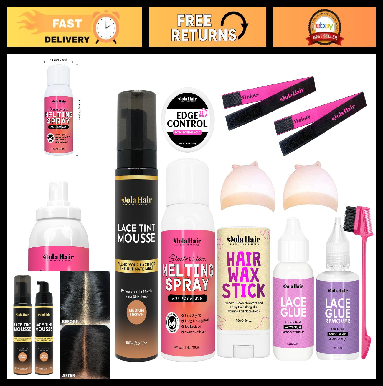Lace Glue Kit for Wig Installation – Complete Set with Tint Mousse & Melting Spr